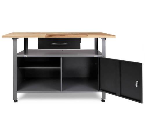 Werkbank-set Klaus Echtholz/stahl B: 240 Cm - Anthrazit/Grau, Basics, Holz/Metall (240/205/60cm)