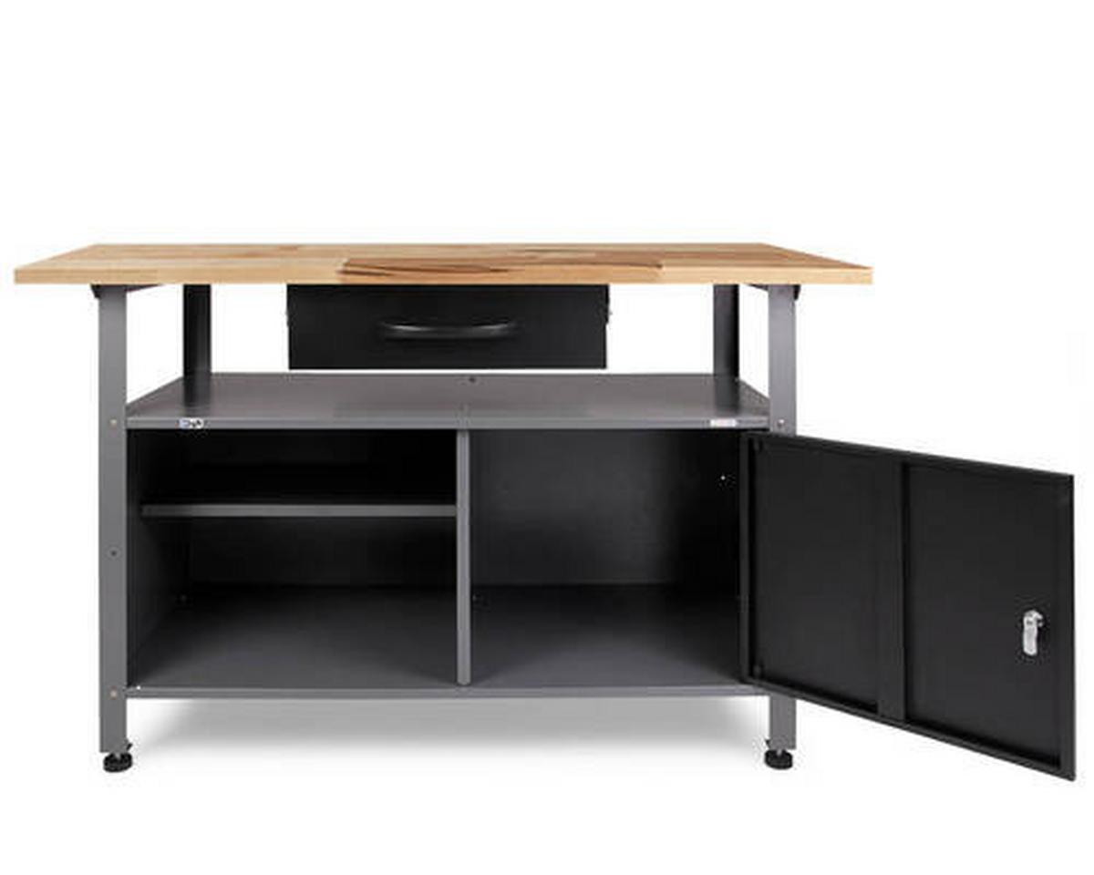 Werkbank-set Klaus Echtholz/stahl B: 240 Cm - Anthrazit/Grau, Basics, Holz/Metall (240/205/60cm)