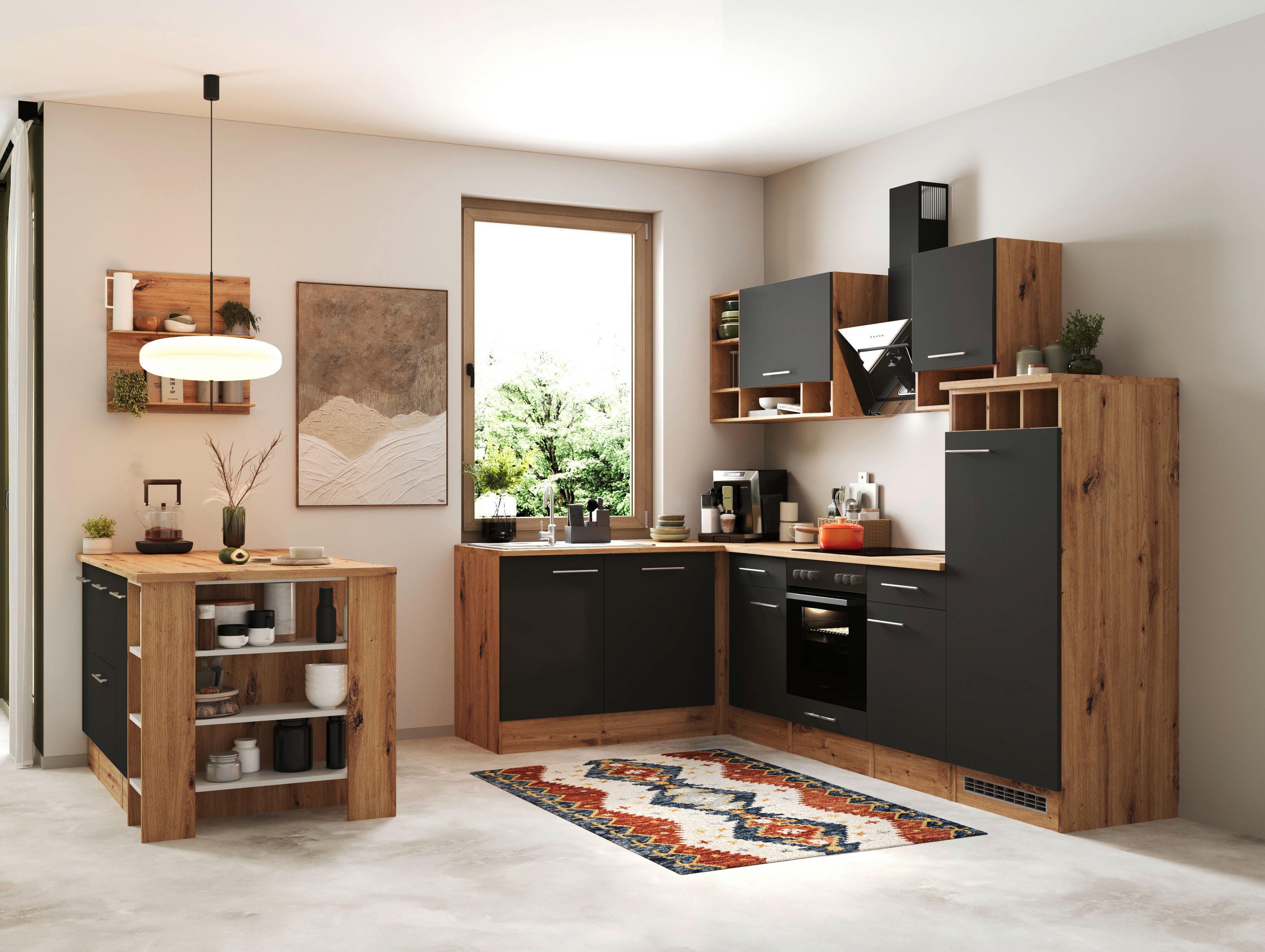 Eckküche Hilde Winkelküche 280 cm - Wildeiche/Grau, Design, Holzwerkstoff (280/172cm) - Respekta
