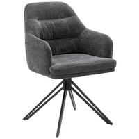 Armlehnstuhl Emilia - Anthrazit/Schwarz, MODERN, Textil/Metall (56,5/85,5/60cm) - MID.YOU