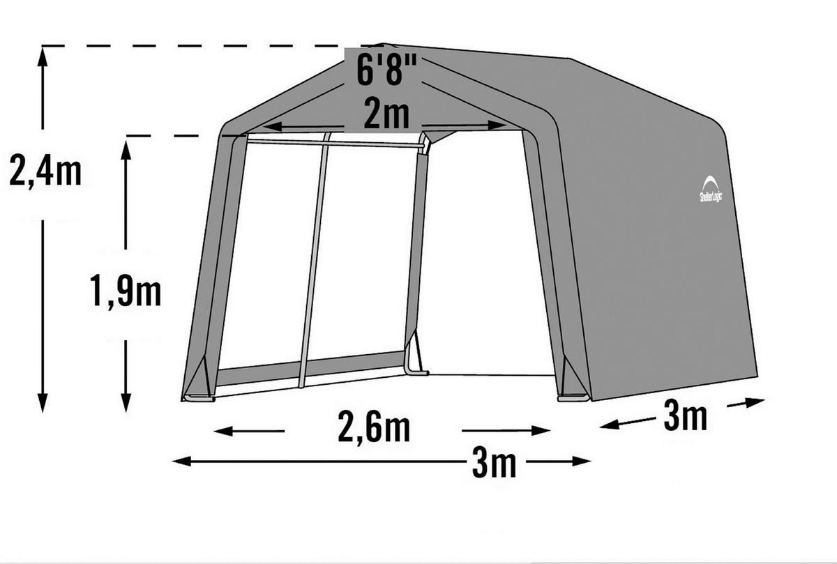 Zeltgarage Shed-In-A-Box 9m² - Grau, Basics, Kunststoff (300/240/300cm)