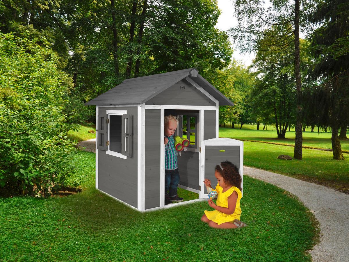 Spielhaus Lodge Grau - Weiß/Grau, LIFESTYLE, Holz (135/111/133cm)