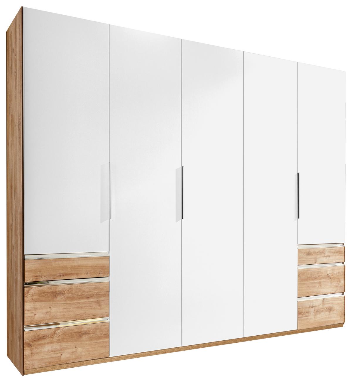 Drehtürenschrank Mit Laden 250cm Level 36a, Weiß/eiche - Eichefarben/Weiß, MODERN, Holzwerkstoff (250/216/58cm) - MID.YOU