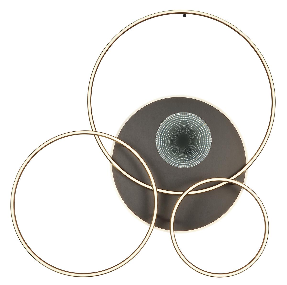 LED-Deckenleuchte Invertina Anthrazit Opal Goldfarben - Anthrazit/Goldfarben, Design, Kunststoff/Metall (126,4/105,3/13cm) - Globo