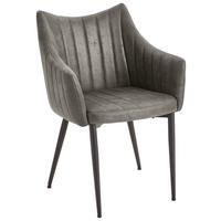 Armlehnstuhl Bill Grau-Braun Echtholzbeine - Schlammfarben/Graubraun, KONVENTIONELL, Holz/Textil (60/87/69cm) - Livetastic