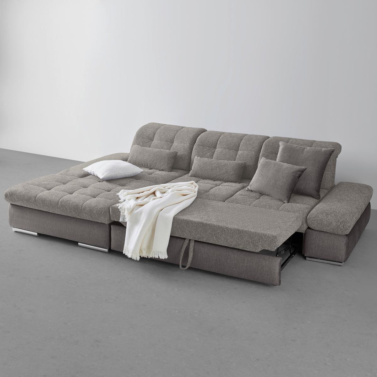 Rohová sedačka SANFINO, ľavá, strieborná - chrómová/strieborná, Konventionell, kov/drevo (199/79-96/305cm) - Premium Living