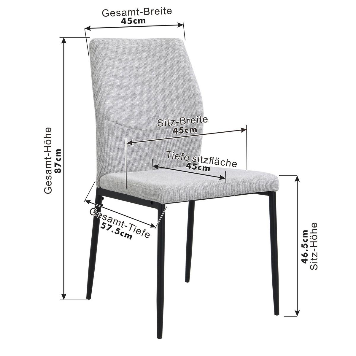 Vierfußstuhl Augusta Webstoff Grau - Schwarz/Grau, KONVENTIONELL, Textil/Metall (45/87/56.5cm)