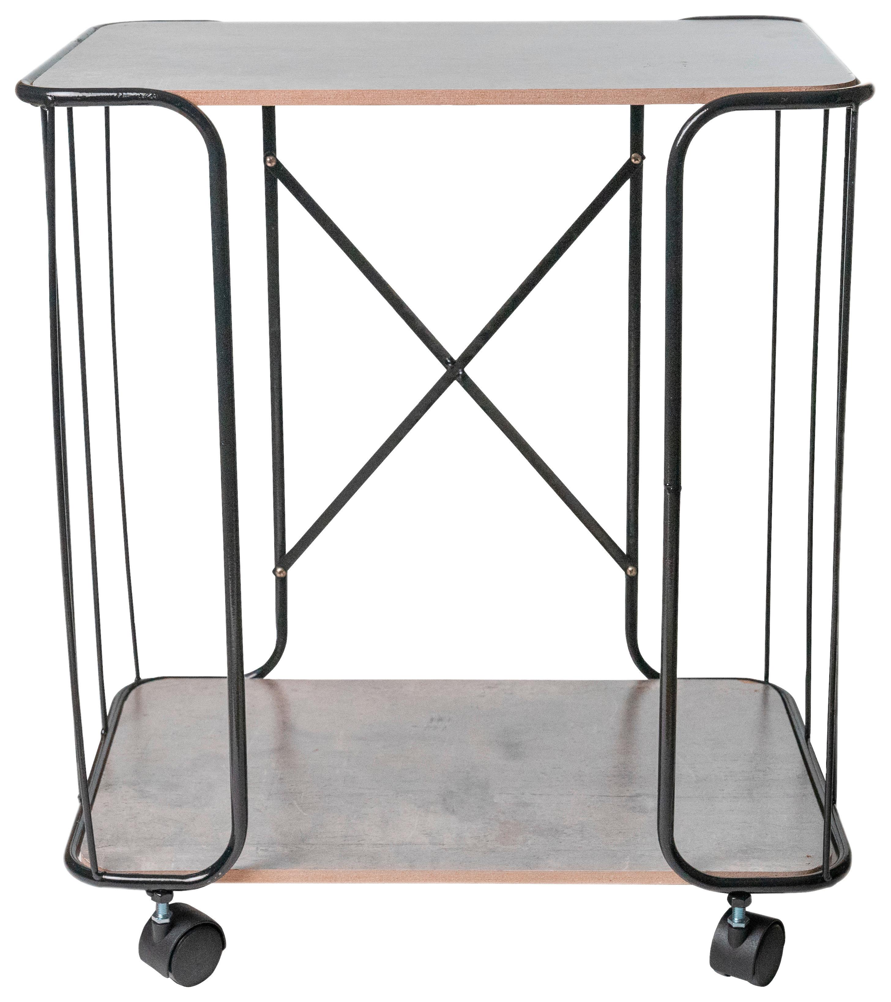 ODKLÁDACÍ STOLEK SILVIA - šedá/černá, Moderní, kov/kompozitní dřevo (49/49/33cm)