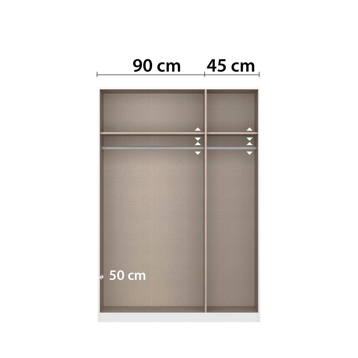 Kleiderschrank Reflect - Silberfarben/Eiche Artisan, MODERN, Holzwerkstoff (136/210/54cm)