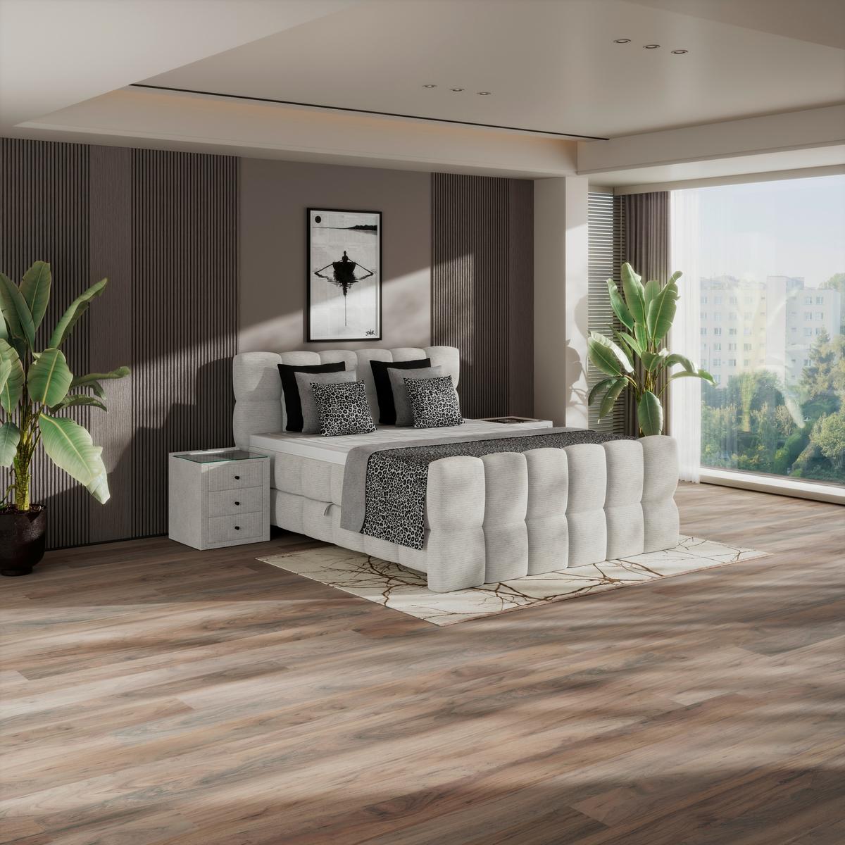 Boxspringbett Brisbane inkl. Bettkasten 180x200 - Creme/Schwarz, Trend, Holz/Holzwerkstoff (180/200cm) - Sembella