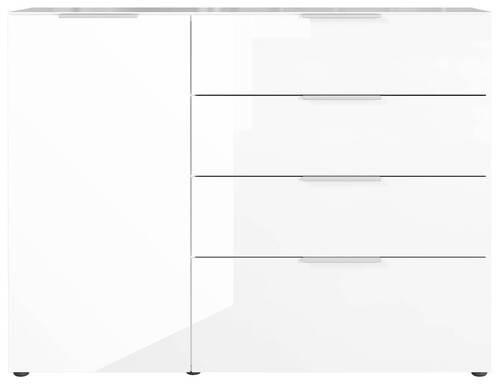 Sideboard mit Glas B: 134 cm Gw-Oakland Weiß - Schwarz/Weiß, KONVENTIONELL, Glas/Holzwerkstoff (134/102/42cm) - Germania