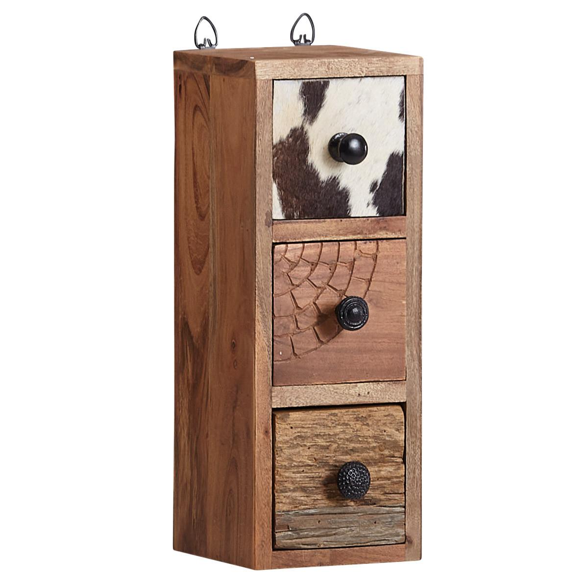 Nástenný Regál Masív Akácia - hnedá/čierna, Moderný, kov/drevo (15/15/41cm) - MID.YOU