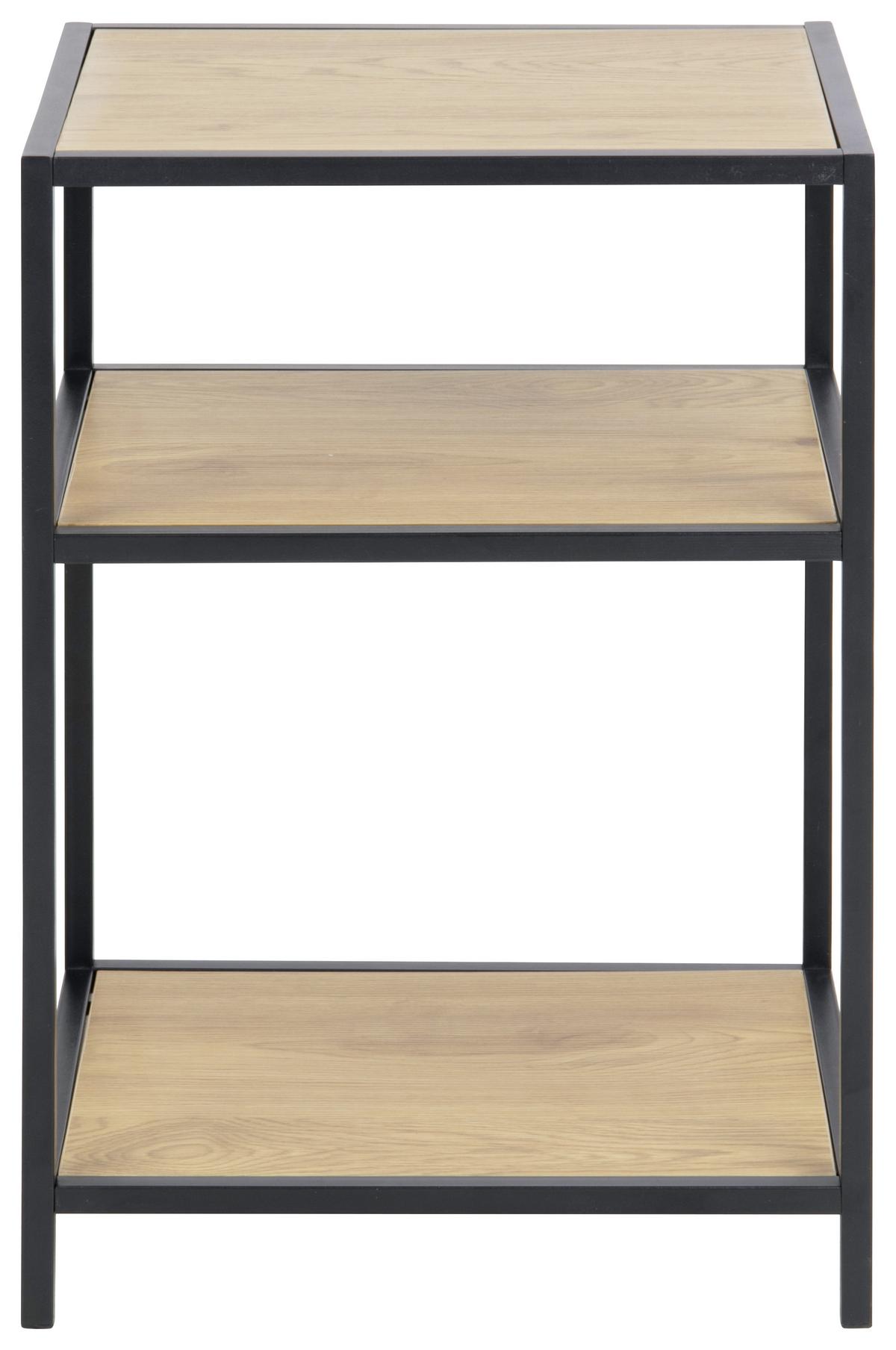 Prístavný/Nočný stolík Seaford - čierna/farba duba, Trend, kov/kompozitné drevo (42,0/63,0/35,0cm) - MID.YOU