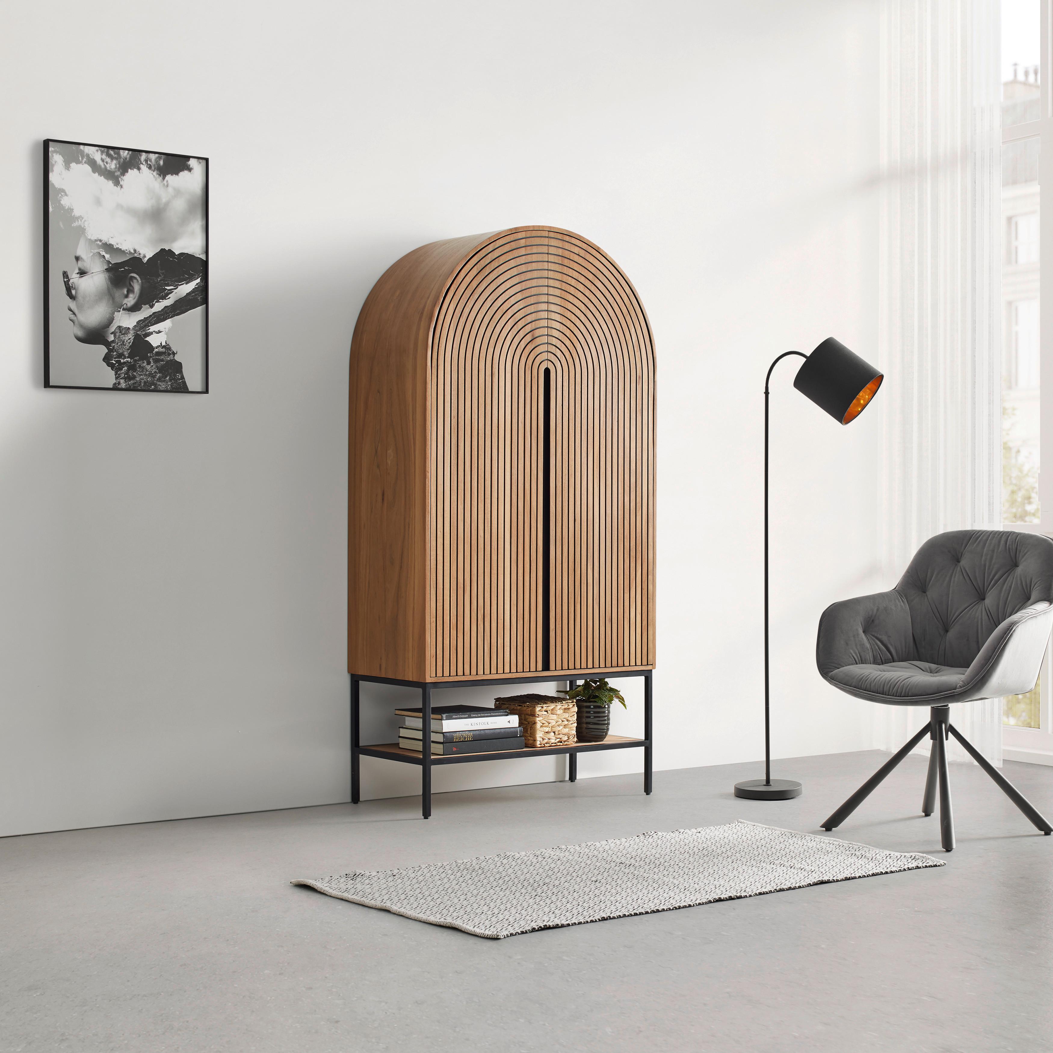 Vysoká komoda z akácie KODA - černá/hnědá, Moderní, kov/dřevo (90/180/42cm) - Mömax