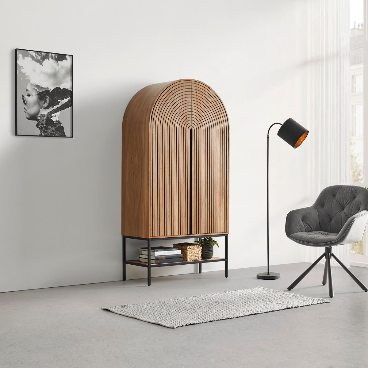 Vysoká komoda z akácie KODA - hnedá/čierna, Modern, kov/drevo (90/180/42cm) - Mömax