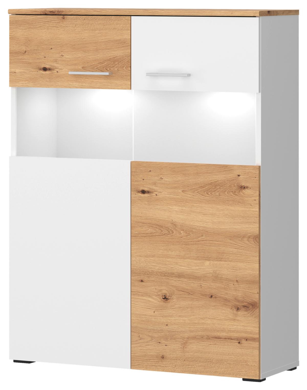 Wohnkombination 3 Tlg. Valencia Alpinweiß - MODERN, Glas/Holzwerkstoff (265/190/40cm)