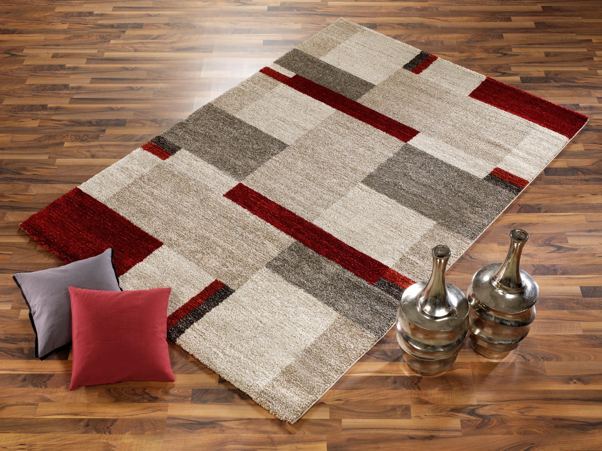 Webteppich Palazzo Bloc Braun/Rot/Beige 160x230 cm - Beige/Rot, KONVENTIONELL, Textil (160/230cm) - Novel