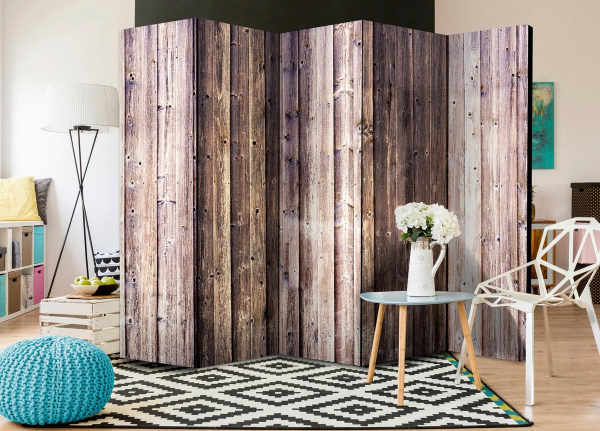 Paravent Braun Beige B: 225 cm - Beige/Braun, Basics, Holz/Textil (225/172/3cm) - artgeist