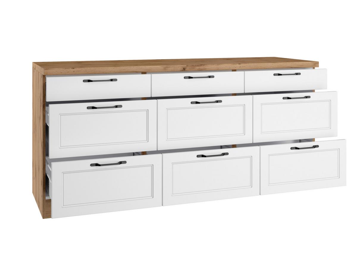 Küchenunterschrank Meran B: 180 Cm Weiß/eiche Dekor - Eiche Wotan/Weiß, LIFESTYLE, Holzwerkstoff (180/86/60cm) - Held