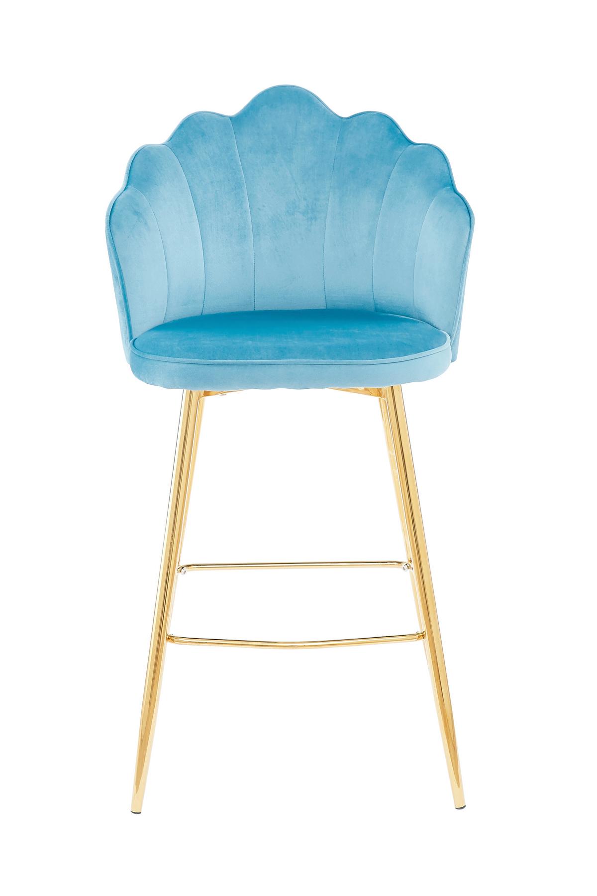 Barhocker-Set Blau B: 52 cm - Blau/Goldfarben, MODERN, Textil/Metall (52/100/54cm) - Livetastic