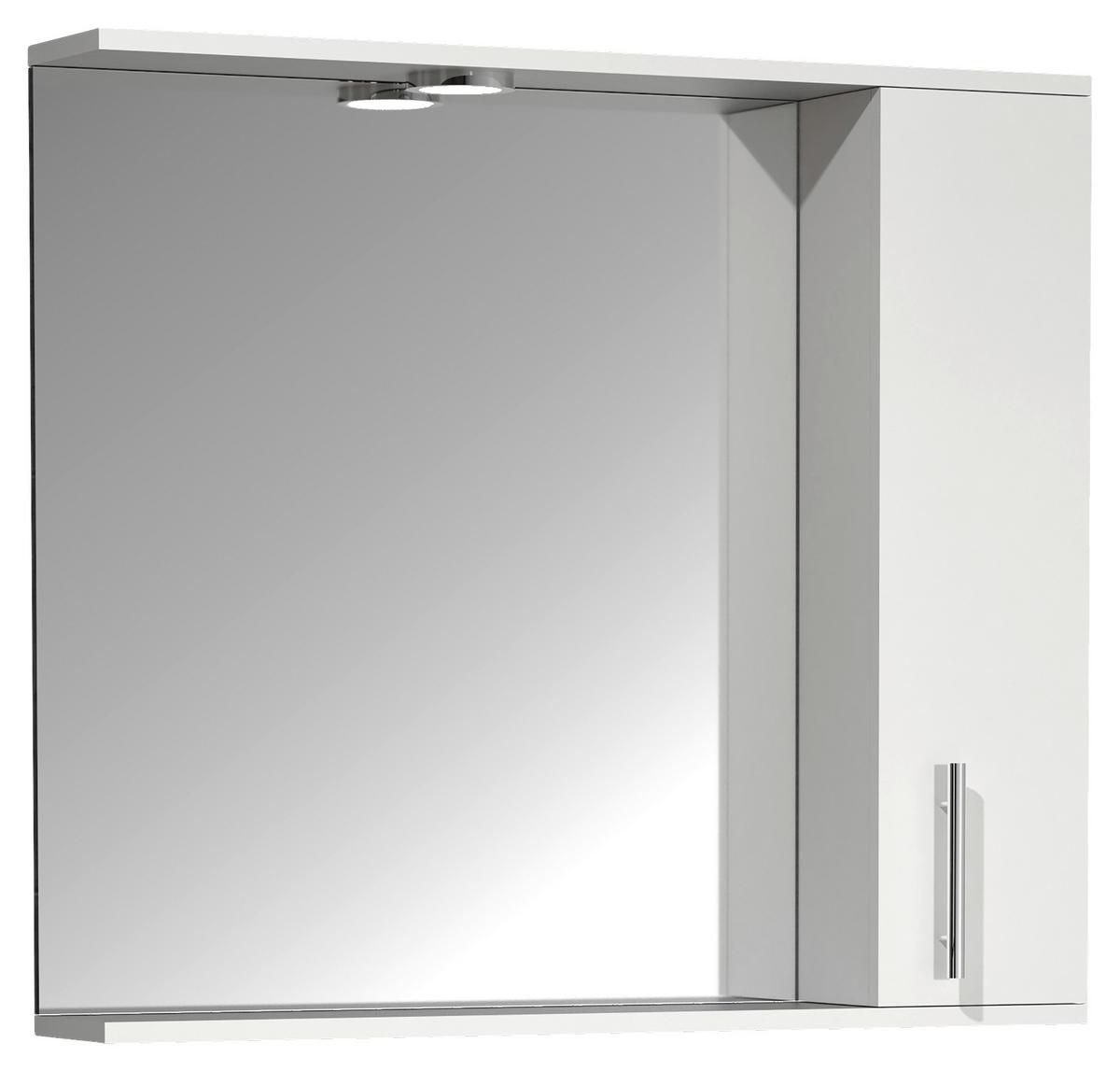 Spiegelschrank Lisalo Xl 1-Türig Bxhxt: 75x71x14 Cm - Weiß, MODERN, Glas/Holzwerkstoff (75/71/14cm) - MID.YOU