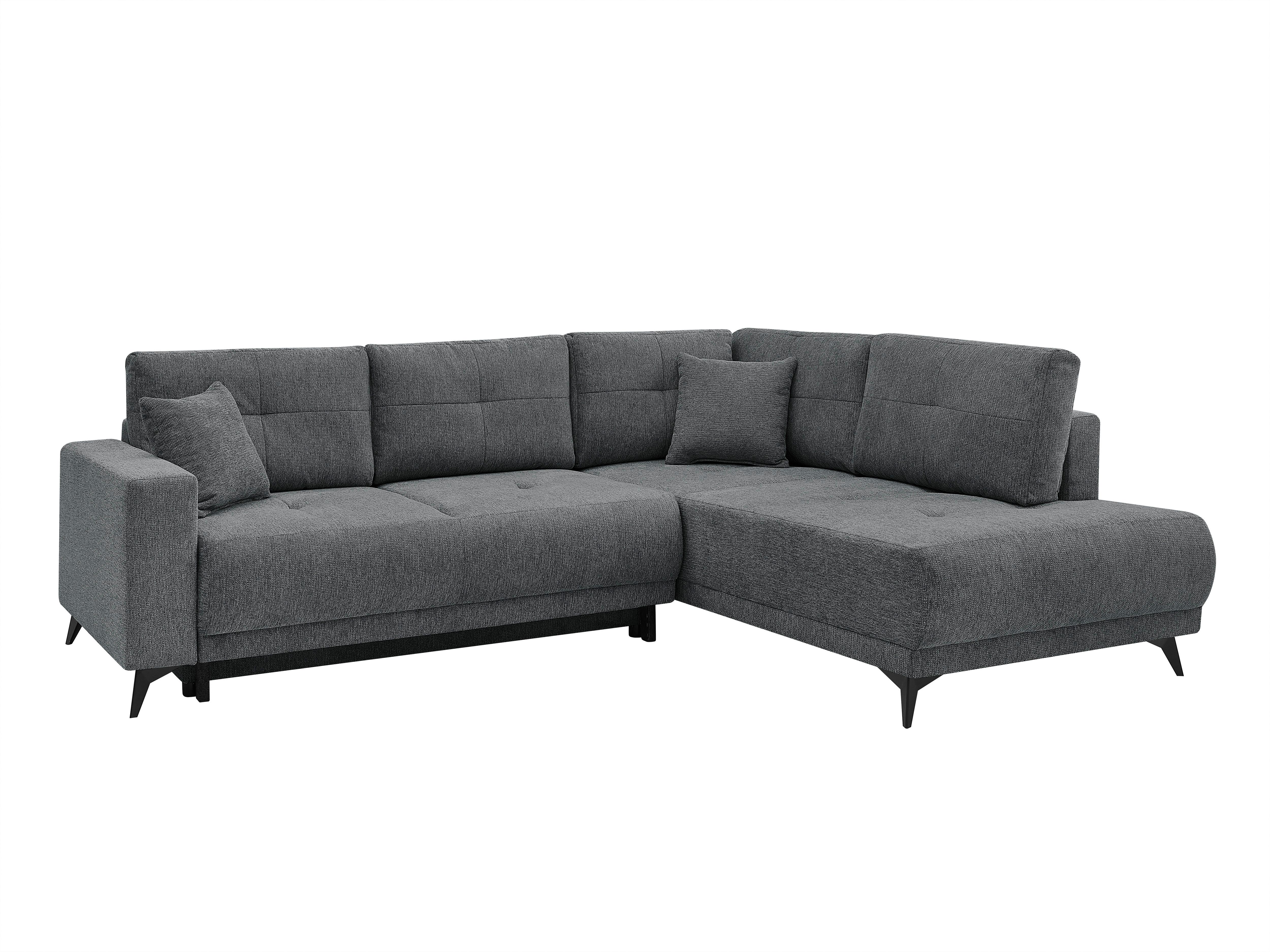 Ecksofa Texas Recr-Rechts Dunkelgrau S: 259x203 cm - Dunkelgrau/Schwarz, KONVENTIONELL, Holz (259/92/203cm)