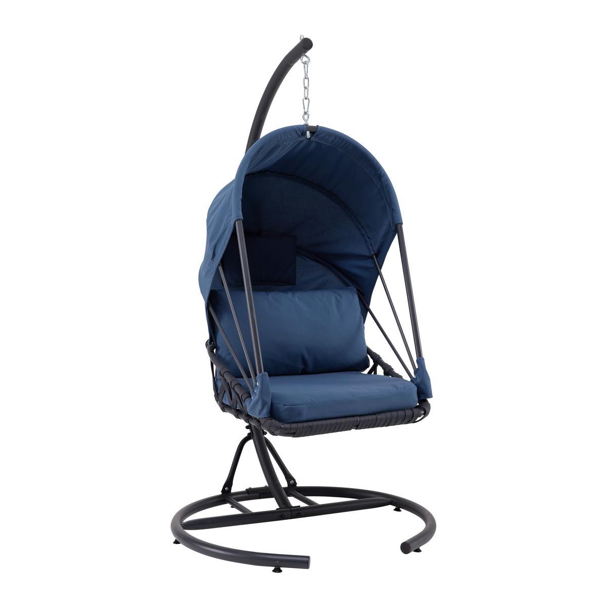 Závesné kreslo ILVA BLU modrá - modrá/tmavosivá, Modern, kov/textil (100/189/123cm) - Bessagi Garden