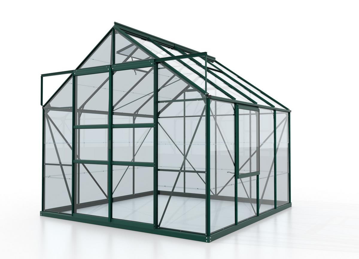 Gewächshausbausatz Meridian 2 6700 6,7 M2 - Grün, Basics, Glas/Kunststoff (257/231,8/258cm)