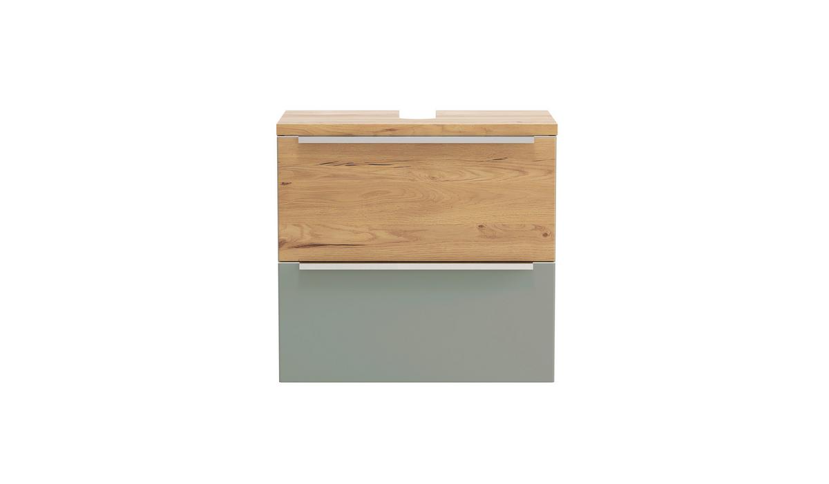 WASCHBECKENUNTERSCHRANK Schilfgrün/Wildeiche B: 60cm - Schilfgrün/Wildeiche, Trend, Holzwerkstoff (60/54/35cm) - Held