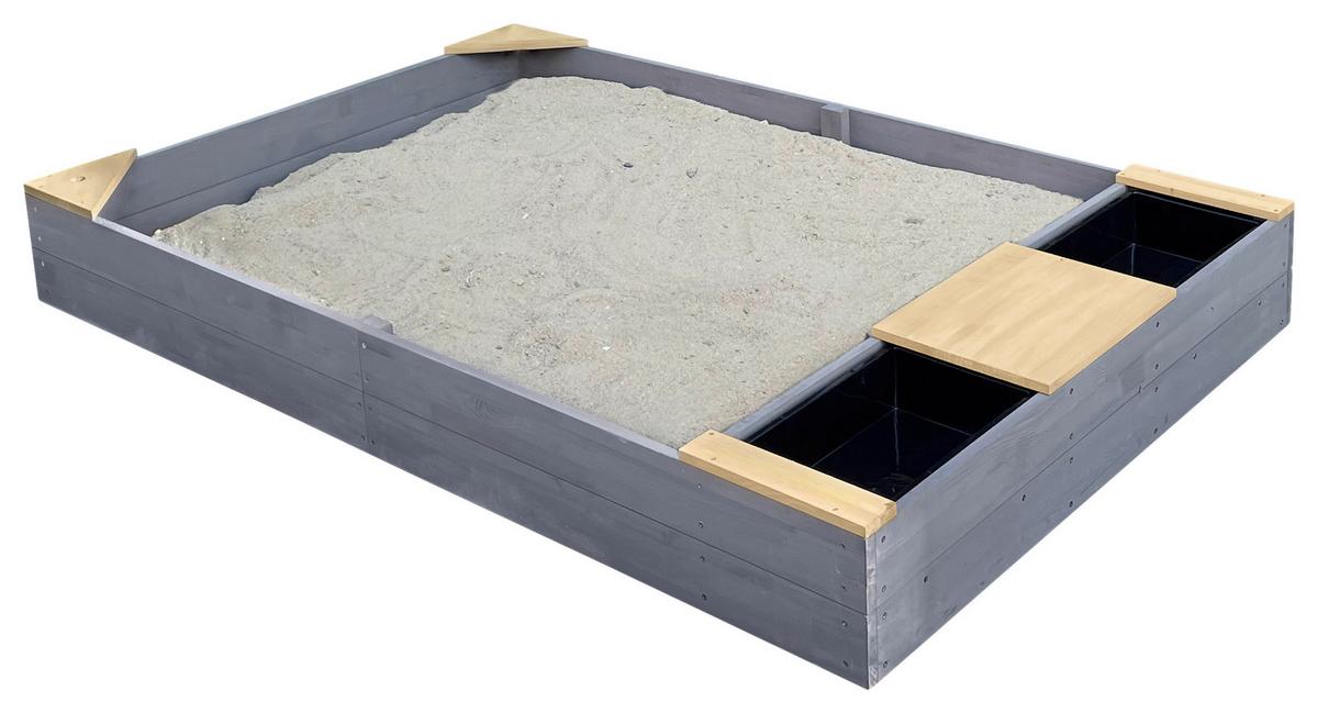 Sandkasten A031.014.20 - Braun/Grau, KONVENTIONELL, Holz (115/21,8/180cm) - Ambia Garden