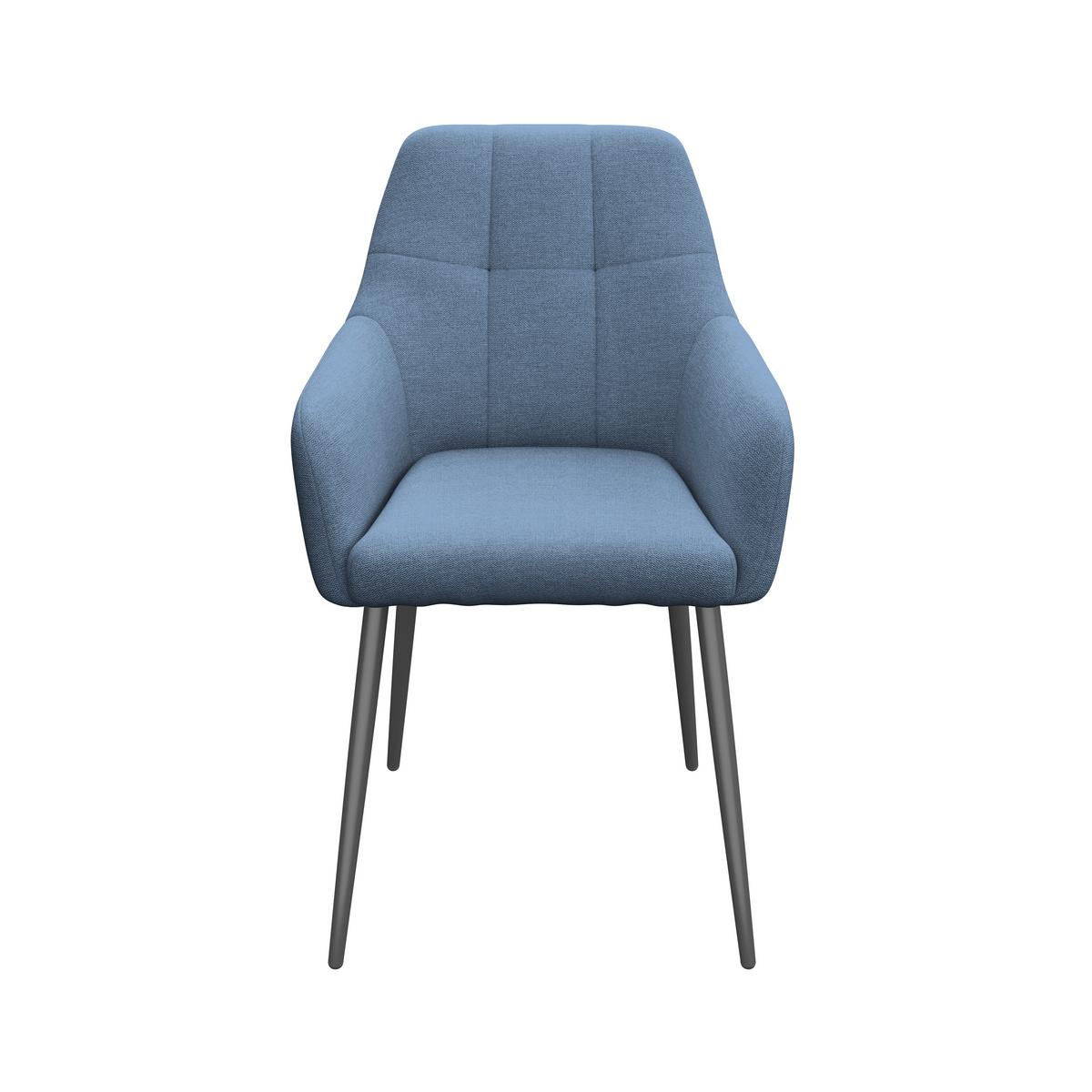 Armlehnstuhl Joe Ii Leinenoptik Blau - Blau/Schwarz, KONVENTIONELL, Textil/Metall (58/86/61cm)