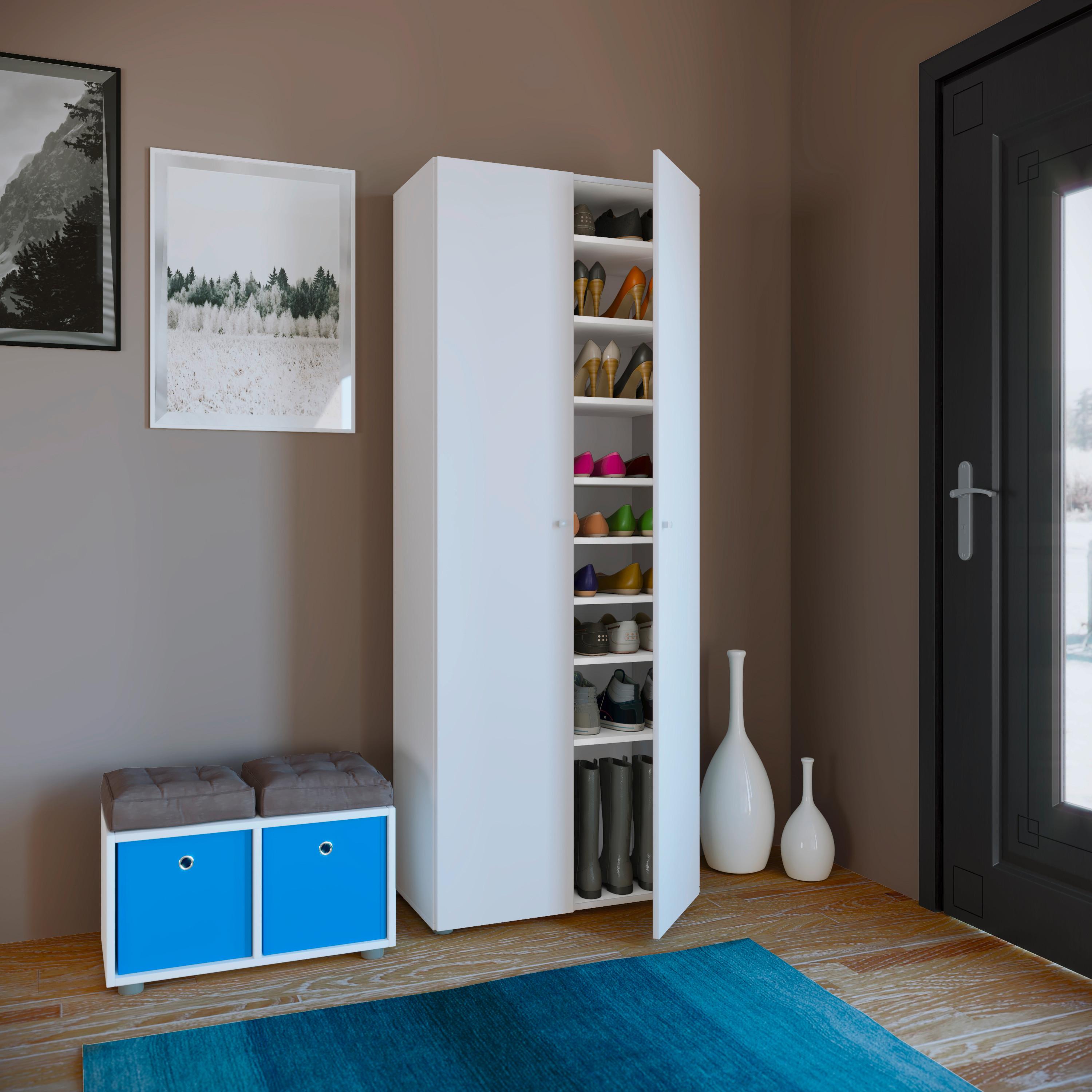 Schuhschrank Vandol Weiß B: 71 cm - Schwarz/Weiß, Design, Holzwerkstoff (71/180/39cm) - MID.YOU