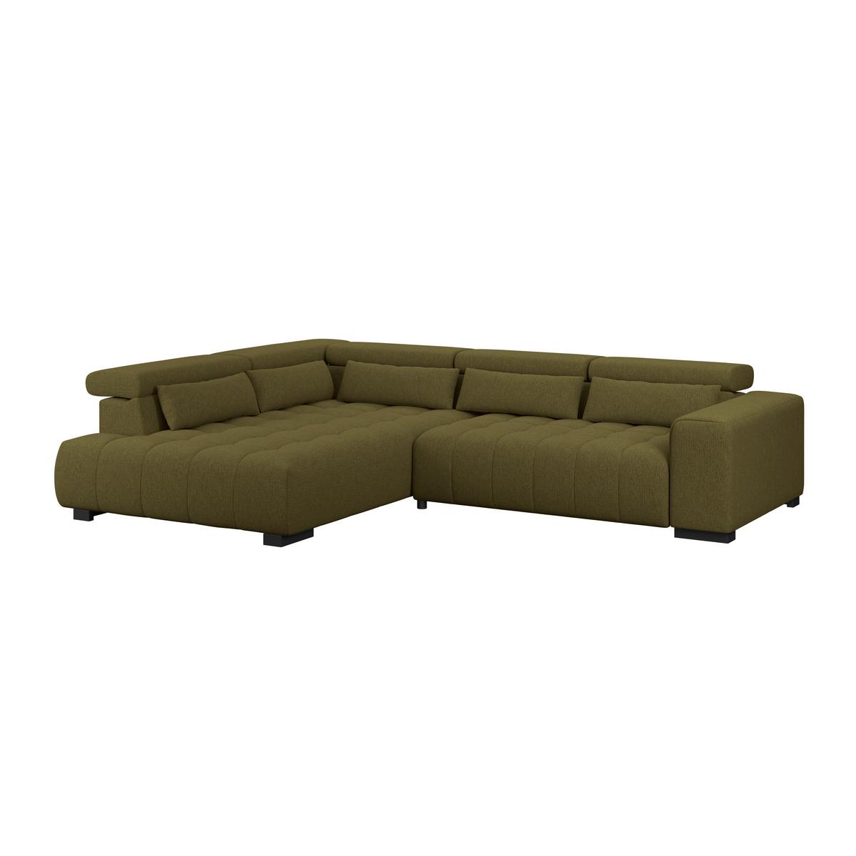 Ecksofa Matera Olivgrün S: 226x311cm - Schwarz/Olivgrün, Trend, Textil (226/311cm)