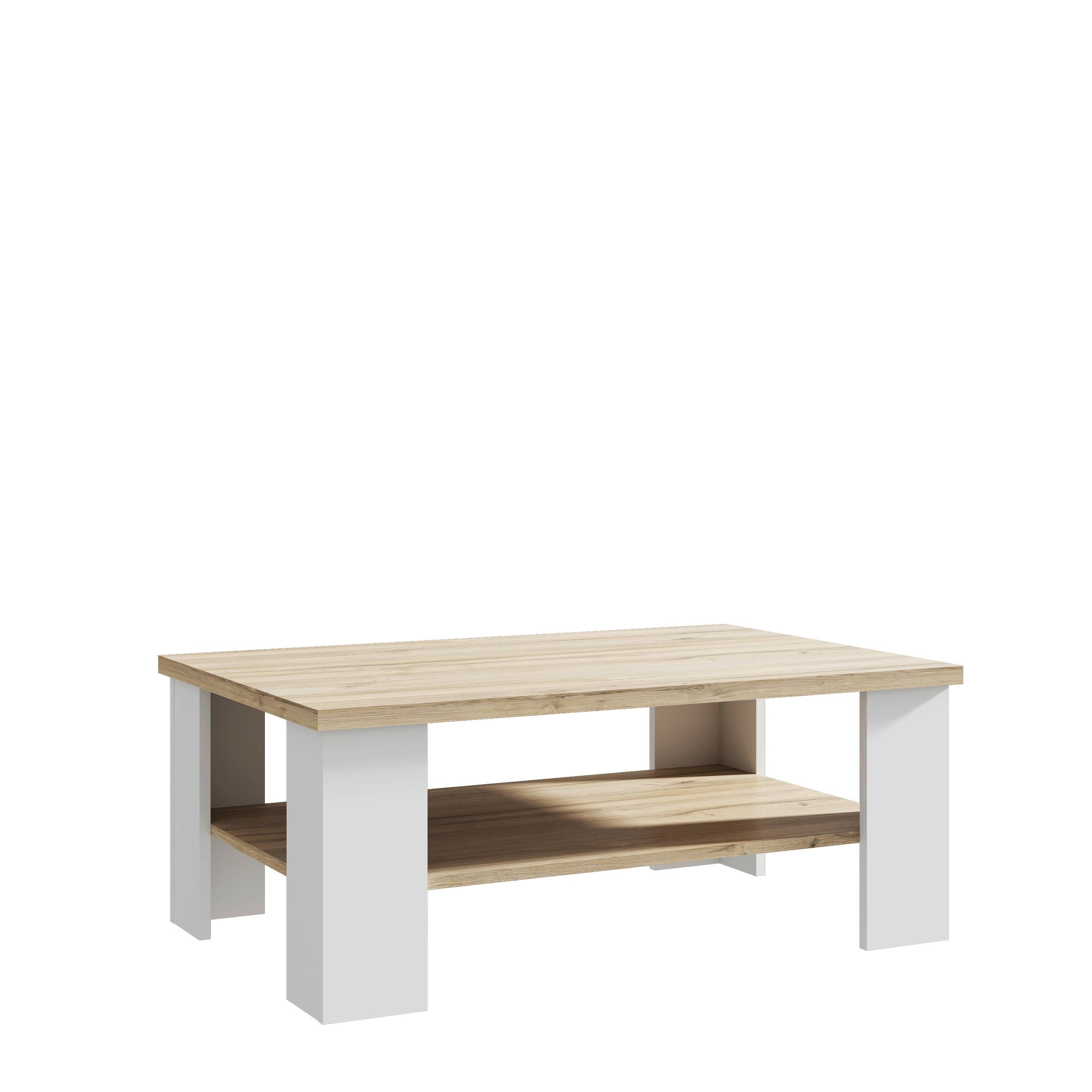 Dohányzóasztal Elara - Bianco tölgy/fehér, Modern, faalapú anyag (107/42,8/67cm)