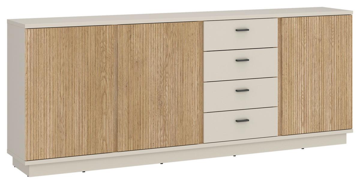 Kommode Mosano B: 200 cm - Kaschmir/Eichefarben, Trend, Holzwerkstoff (200/87/40cm)