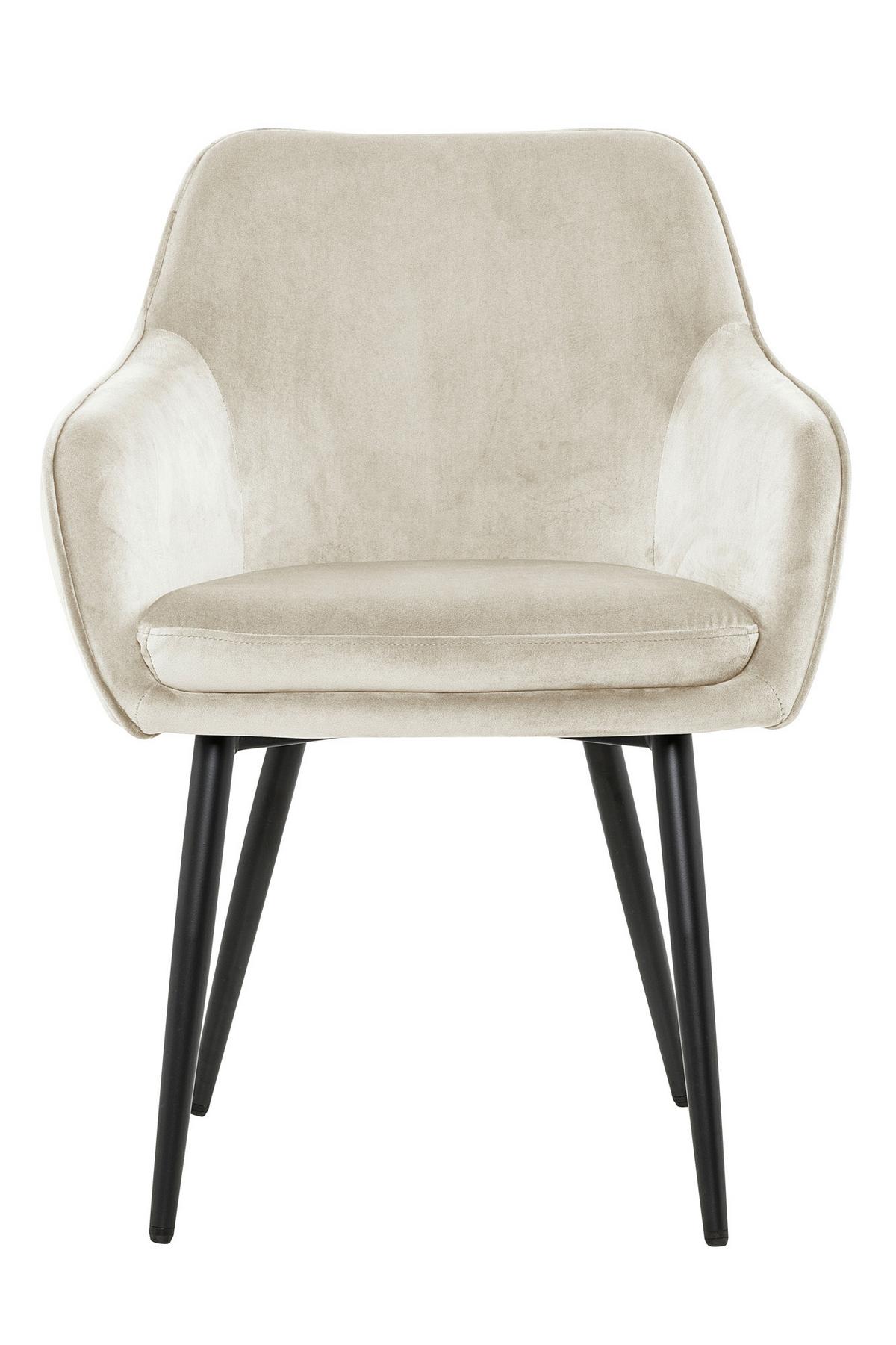 Armlehnstuhl Creme B: 61cm - Creme/Schwarz, MODERN, Textil/Metall (61/85/60cm) - Livetastic