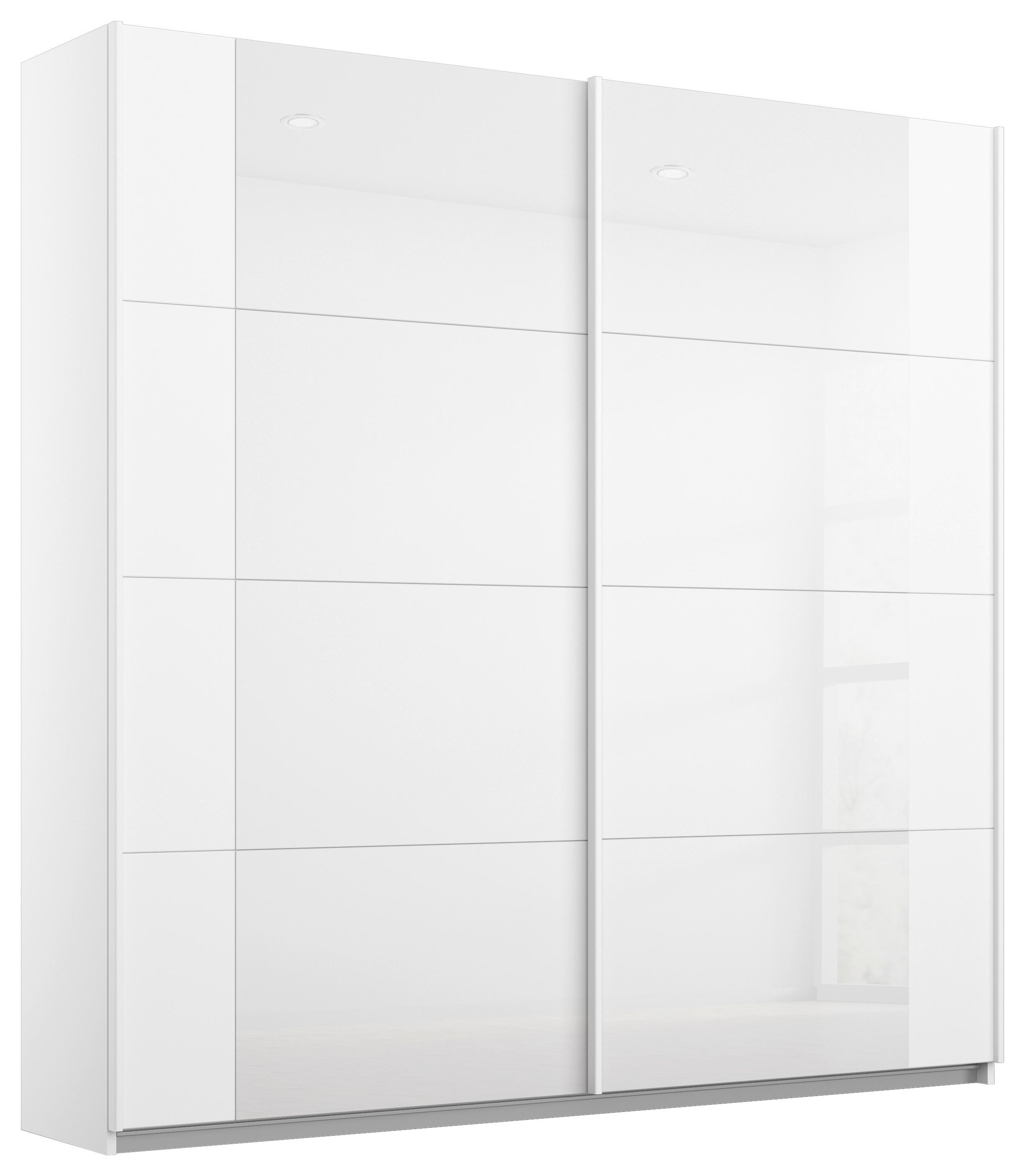 Schwebetürenschrank Artemis B: 181 cm Weiß/Weiß Hochglanz - Weiß Hochglanz/Weiß, MODERN, Glas/Holzwerkstoff (181/210/62cm) - Rauch Möbel