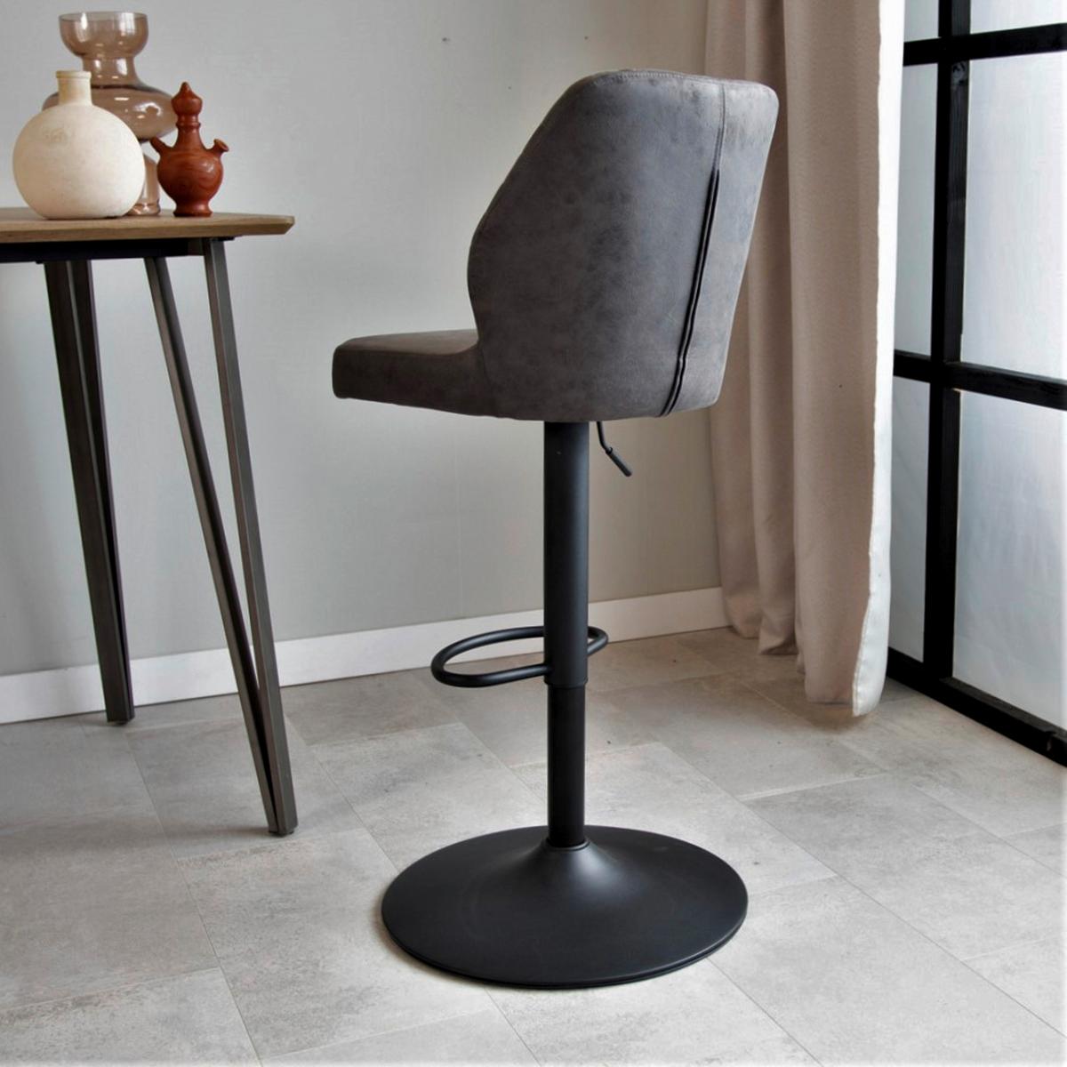 Barhocker-set Grayson - Anthrazit/Schwarz, KONVENTIONELL, Textil/Metall (42/114/52cm) - MID.YOU