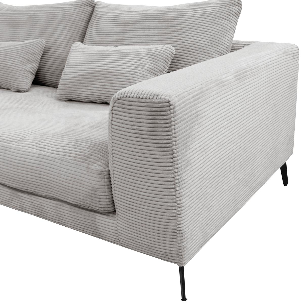 Ecksofa Berlin Cord Hellgrau 172x313 cm - Hellgrau/Schwarz, Design, Textil (172/313cm) - Livetastic