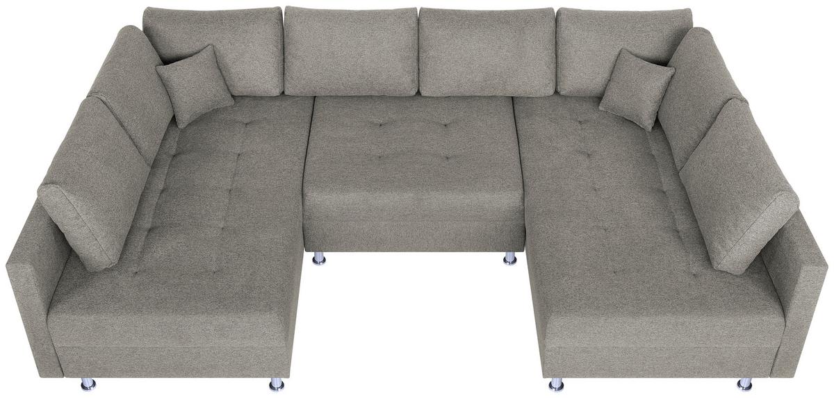 Wohnlandschaft Sofia - Taupe/Chromfarben, Design, Holzwerkstoff/Textil (192/308/192cm) - P & B