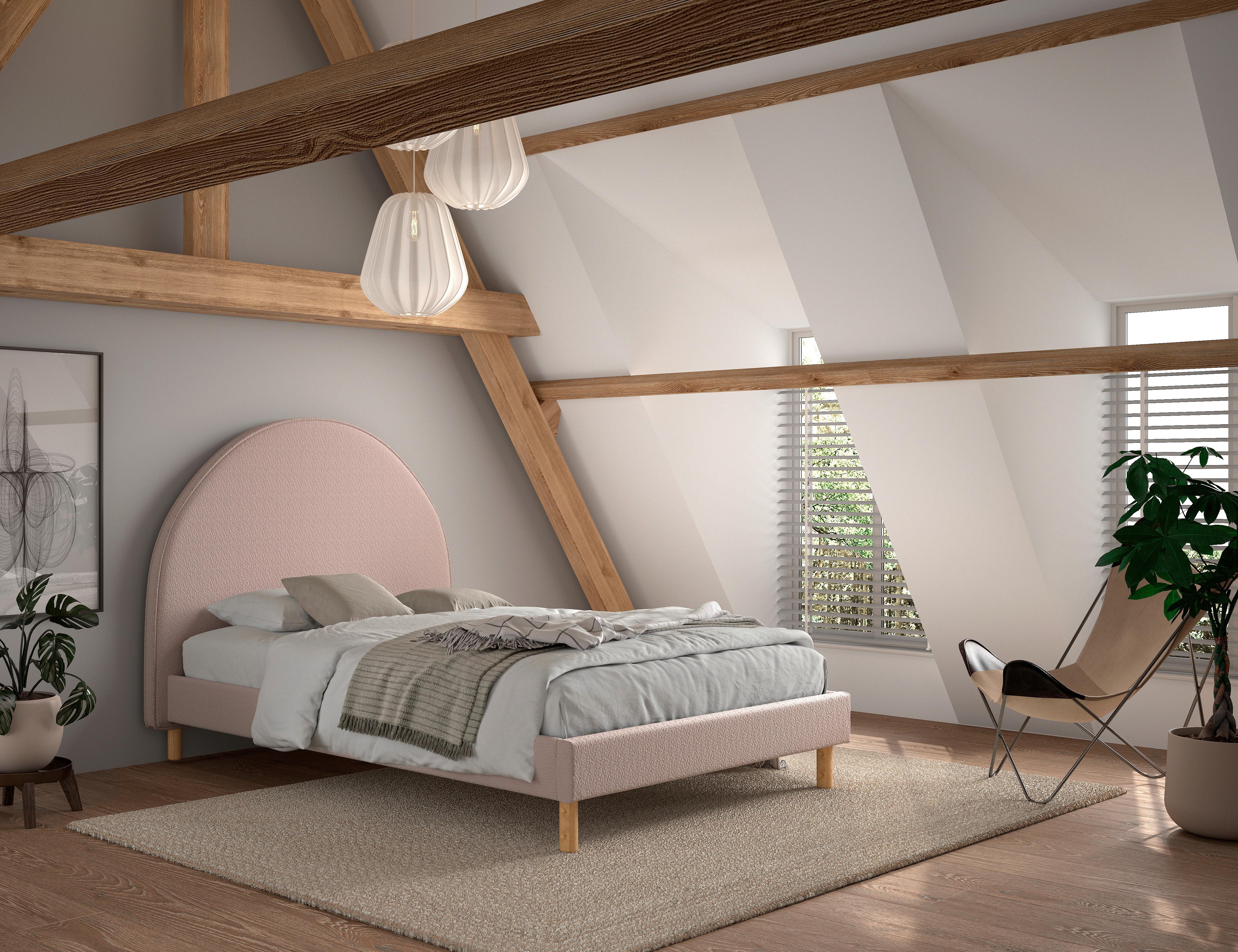 Kinderbett Moon 140x200 cm Rosa inkl. Lattenrost - Naturfarben/Rosa, ROMANTIK / LANDHAUS, Holz/Textil (140/200cm) - Vipack