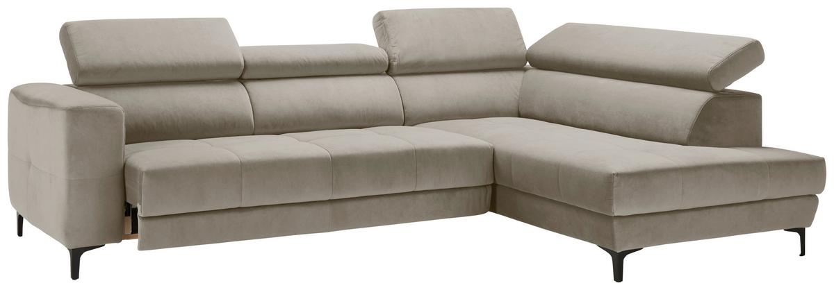 Rohová sedačka EMMA, pravá, béžová,op.hl.,USB,el.výsuv - černá/béžová, Moderní, textil (301/210cm) - Premium Living
