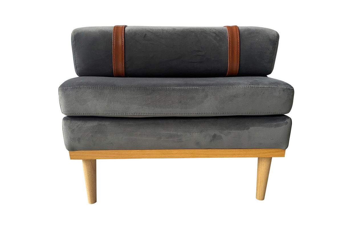 Chaiselongue Daybed Samt Grau B: 180 Cm - Naturfarben/Grau, MODERN, Textil (180/42/75cm) - Livetastic