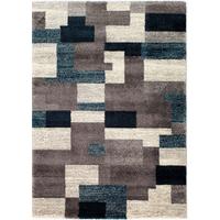 Webteppich Grau/Petrol Astor Grid B/L: 200/290 cm - Petrol/Grau, KONVENTIONELL, Textil (200/290cm) - Novel