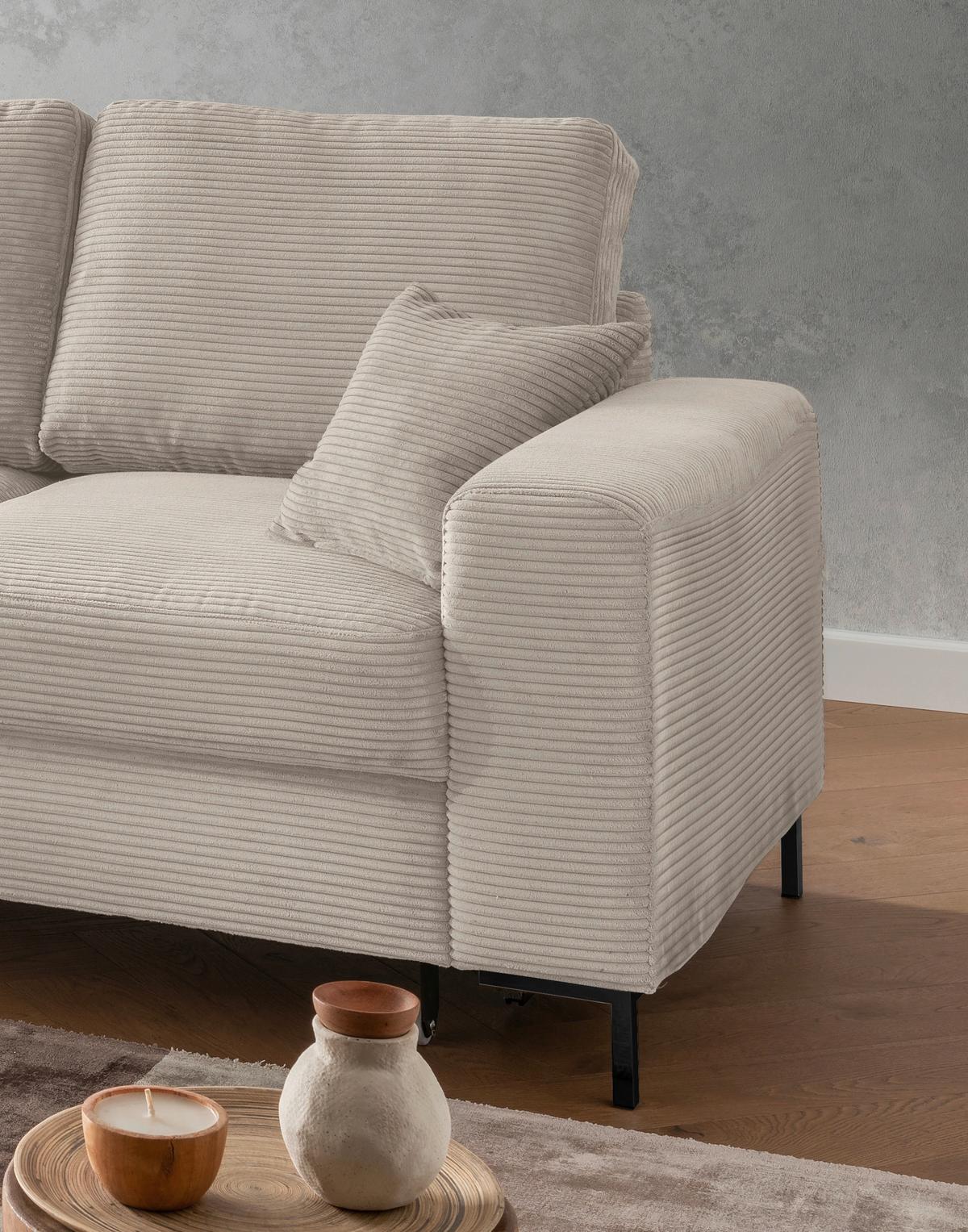 Eckschlafsofa Zona, Beige S: 143x237 Cm - Beige/Schwarz, KONVENTIONELL, Textil (143/237cm) - Livetastic