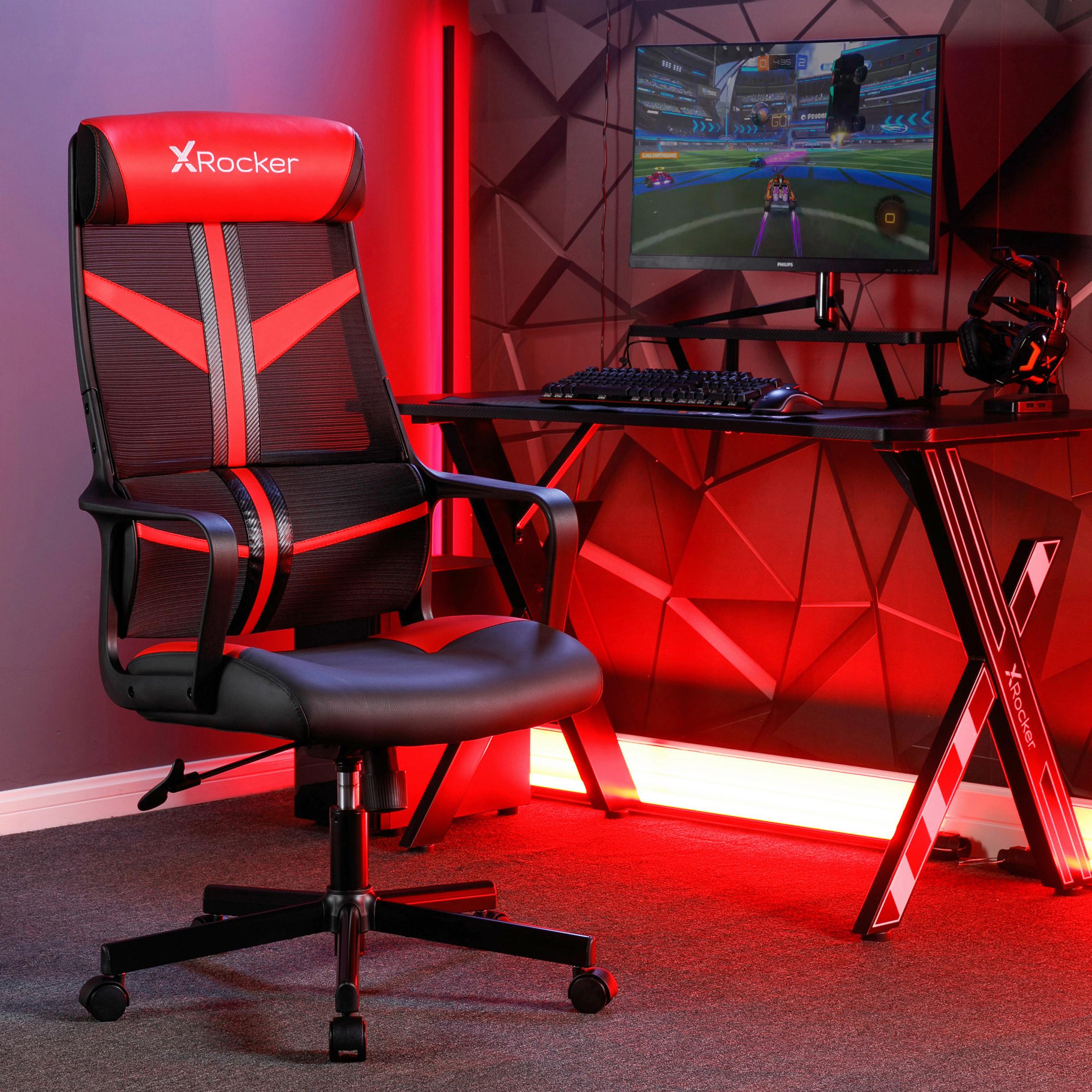 Gaming Stuhl Helix mit Kissen Rot/Schwarz - Rot/Schwarz, MODERN, Kunststoff/Textil (68/112,5/72cm) - X Rocker
