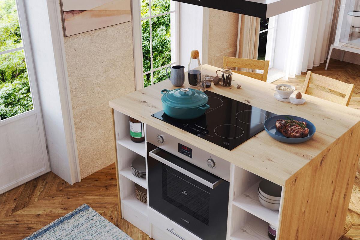 Küchenblock Anton Inselküche 310 Cm - Wildeiche/Lärchefarben, LIFESTYLE, Holzwerkstoff (310-124cm) - Respekta