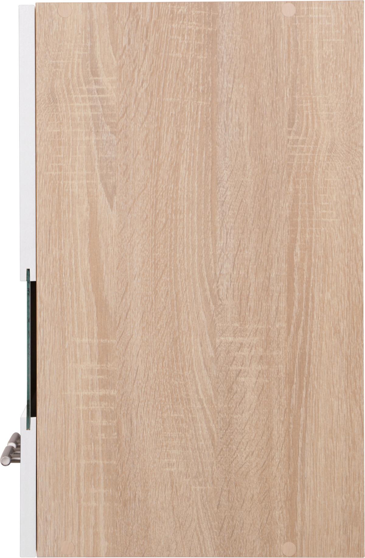 Küchenoberschrank Merle Weiß/Eiche Dekor B:110cm - Eichefarben/Weiß, Basics, Glas/Holzwerkstoff (110/56,1/34,6cm) - Respekta