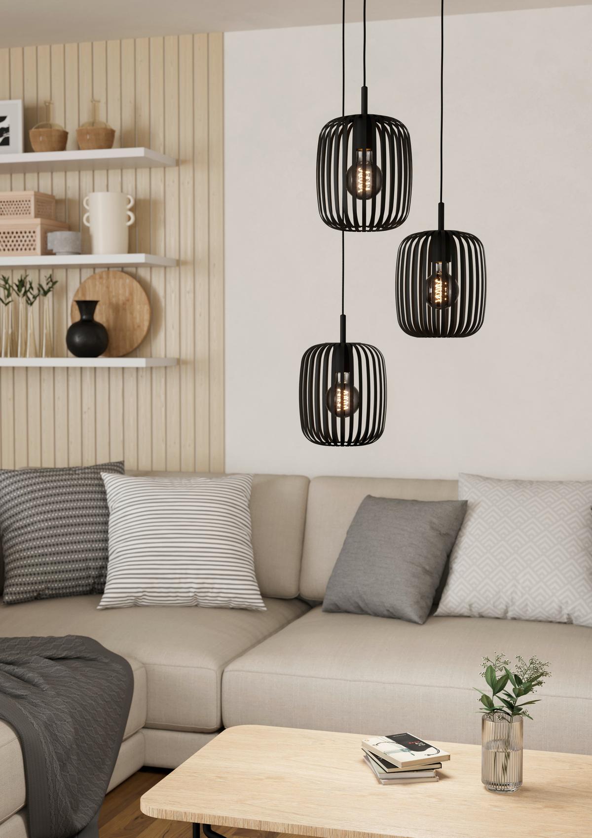 ZÁVESNÉ SVIETIDLO ROMAZZINA - čierna, Design, kov (46/46/110cm) - Eglo