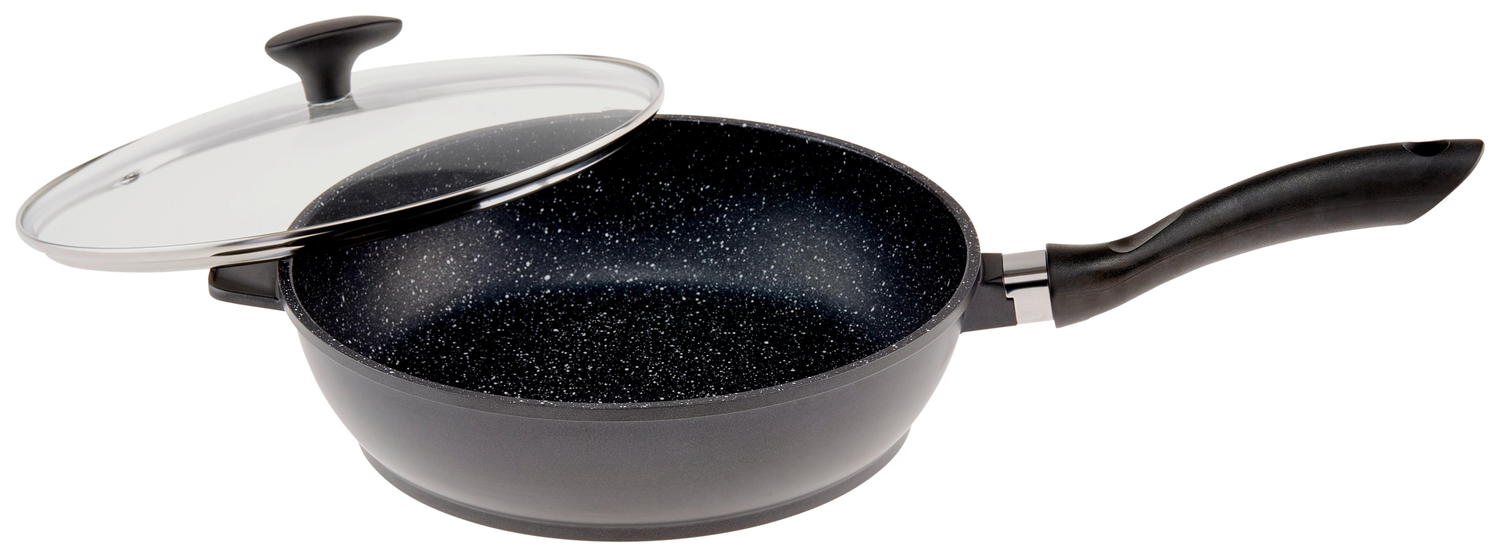 Bratpfanne Julischka D: 28 cm Aluguss Antihaftbeschichtet - Klar/Schwarz, KONVENTIONELL, Glas/Metall (28/7,5cm) - James Wood